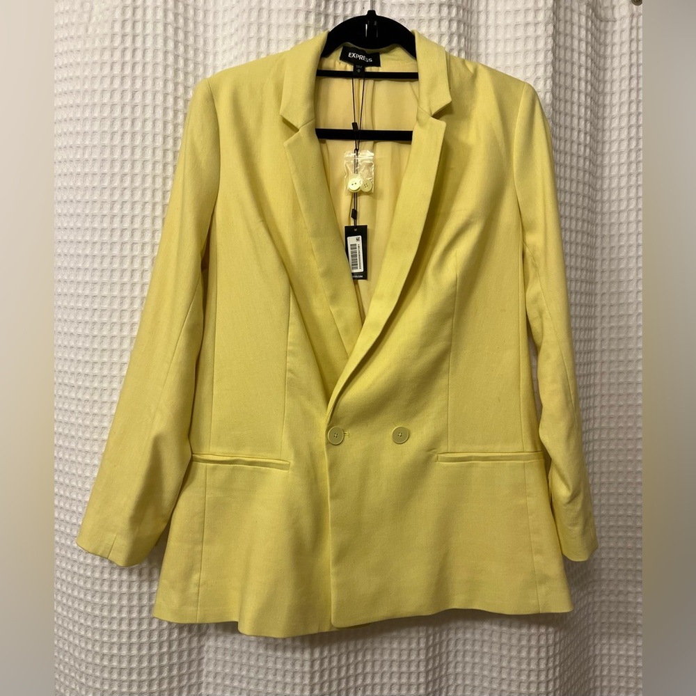 Express Yellow Double-Breasted Blazer